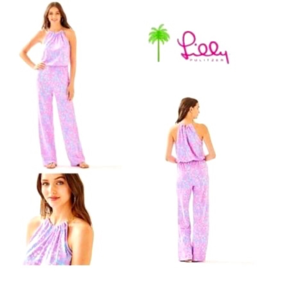 LILLY PULITZER BOWEN JUMPSUIT PINK SORBET HIGH L ALTITUDE Size Medium